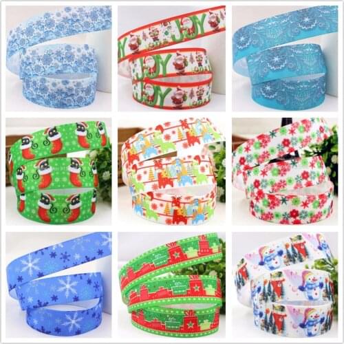 XW7106, 22mm Christmas Series Printed grosgrain ribbon, DIY handmade materials, headwear accessories, wedding gift wrap