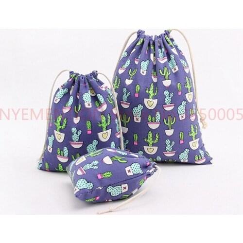 1Set(3Pcs) Drawstring Cotton Linen Drawstring Gift Bags Sacks Candy Bags Wedding Favors Holder Bag Jewelry Packaging