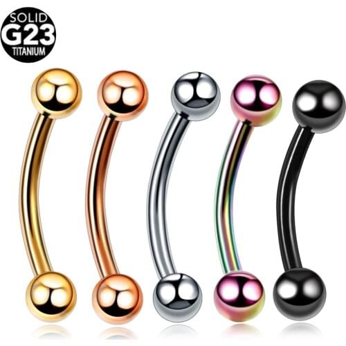 1PC 16G G23 Titanium Rose Gold Eyebrow Cartilage Piercings Curved Barbell Banana Bijoux Ear Helix Tragus Piercings Body Jewelry