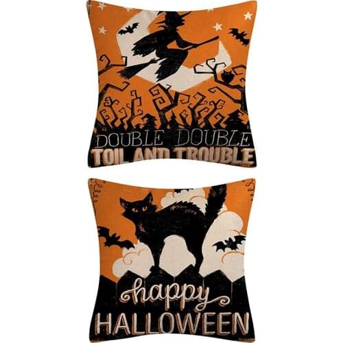 1PC 45*45cm Halloween Pillow Covers Halloween Decoration Cushion Covers For Halloween (inserts Are Not Include) Cat Witch