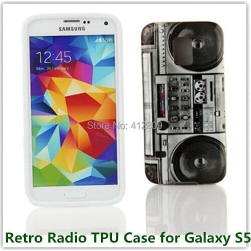 1PCS Drop Shipping Fashion Flower Pattern Rerto Radio TPU IMD Case For Samsung Galaxy S5 i9600 Lovely Phone Bags Free