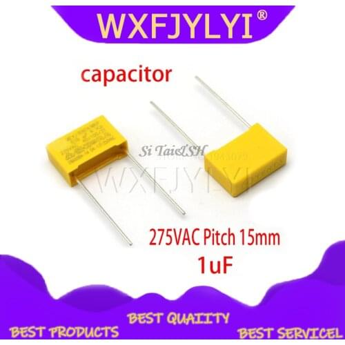 10pcs 1uF capacitor X2 capacitor 275VAC Pitch 15mm X2 Polypropylene film capacitor 1uF