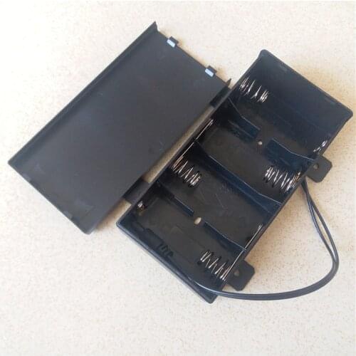 2pcs 4 bit D type battery holder Number 1 battery box cover with DC head line mounting hole size battery box series 6V