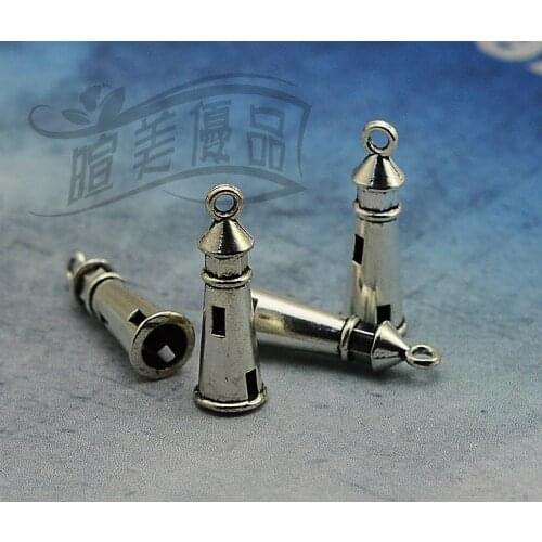 20pcs/lot--25x8mm, Antique silver plated 3d lighthouse charms,DIY supplies,Jewelry accessories
