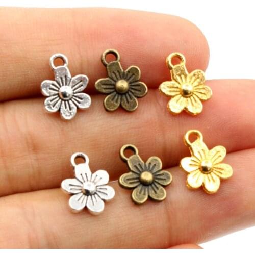 20pcs Charms Double Sided Flower 12x9mm Gold Bronze Antique Making Pendant Fit,Vintage Antique Silver Color,DIY Handmade Jewelry