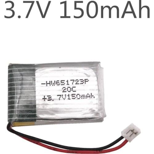 3.7v 150mah H20 RC Quadcopter Spare parts 150mah LIPO Battery 1pcs bateria H20 Battery for toys 1.25p
