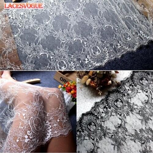 9meters/lot 41cm Black white Eyelash Lace trim DIY Garment needlework sewing underwear Lace fabric Clothing Decoration 305