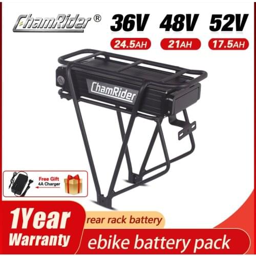 Electric Bike Battery 36V 48V 20AH 52V 17AH 350w 750W 1500w Rear Rack Trunk Ebike Battery Double Layer Luggage Carrier Bafang