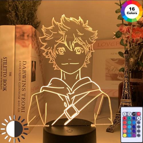 3DAcrylic LED Night Light Anime Haikyuu Shoyo Hinata Figure for Kids Bedroom Decor Nightlight Cool Manga Gadget Child Table Lamp