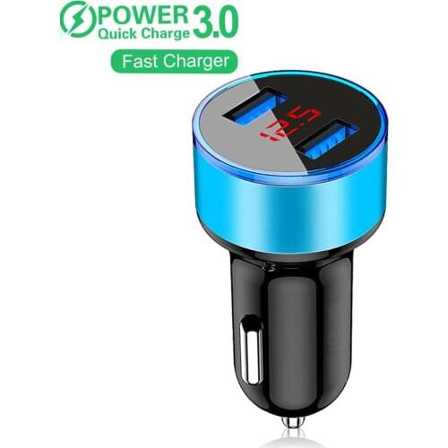Mini USB Car Charger For iPhone XR 11 Fast Car Phone Chargers Fast Charging With LED Display 3.1A Dual USB Phone Charger In Car