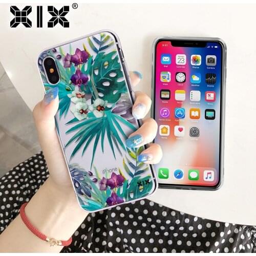 XIX for Funda iPhone 6 Case 5 5S 6 6S 7 8 Plus X XS Max XR Green Leaves for Cover iPhone 7 Case Soft TPU for Capa iPhone XR Case