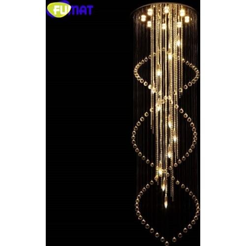 FUMAT LED Chandelier Brief Creative K9 Crystal Stairs Suspension Light Hotel Project Light Fixture Lustre Luxury hanglamp Light