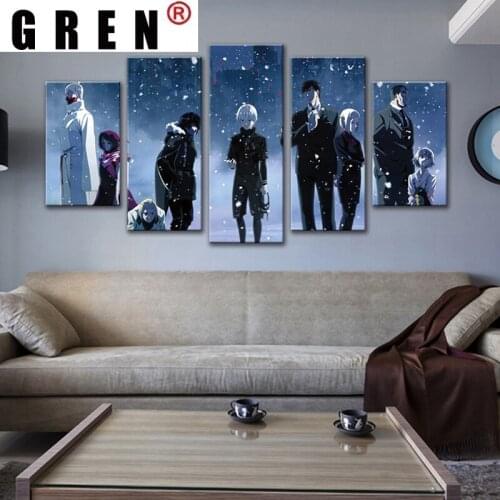 GREN Japan Anime Tokyo Ghoul 5pcs Pictures Poster Wall Art Home Decor Canvas HD Print Paintings Living Room Decoration 7 Styles