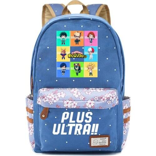 Fashion Cartoon Anime My Hero Academia Deku Flowers Dot Boy Girl School bag Women Bagpack Teenagers Canvas Lady Femme Backpack