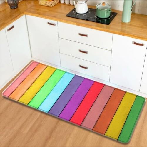 Bath mats Bathroom Mat Color Stripe Wood Grain 3D Printed Soft Absorbent Non-slip Kitchen Carpets Entrance Door Mat For Bedroom