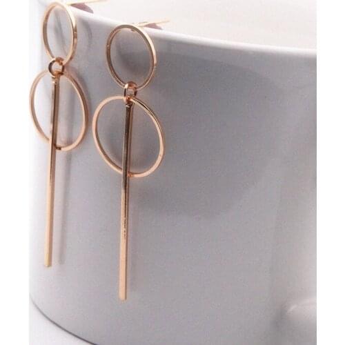 Fashion Earrings Punk Simple Gold Long Section Tassel Pendant Size Circle Earrings For Ladies Gifts Wholesale