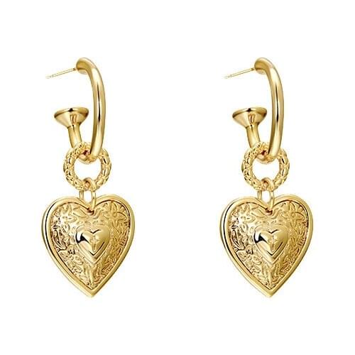 Trendy Heart Women Dangle Earrings Retro Love Metal Earrings Korean Fashion new elegant simple jewelry