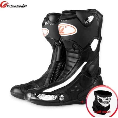 Motorcycle Speed Motos boots Men Microfiber Leather Racing Motorbike Non slip boots Outdoor Sport Road riding Motorboats