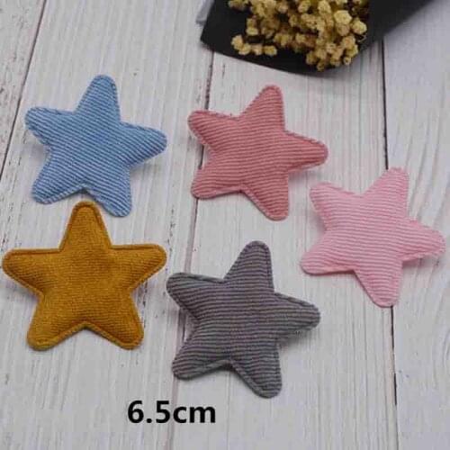Sew on 6.5cm 20pcs/lot Big star in denim Padded Patches Appliques For Clothes Sewing Supplies Decoration