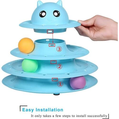 New pet toy cat three layer cat turntable from hi fun bell toy ball cat tunnel kitten toys pet products lucky cat