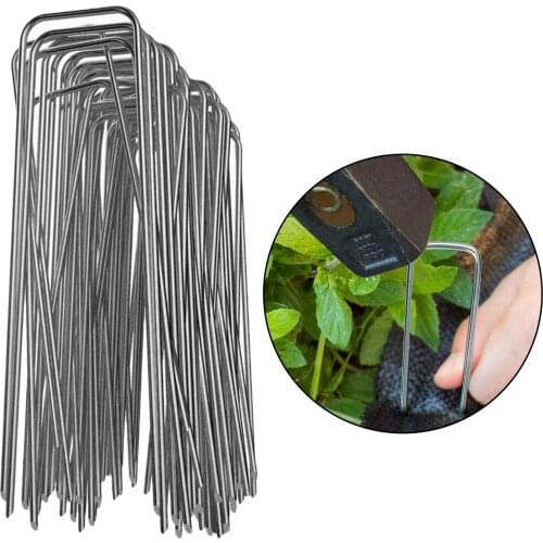 Galvanised Rustless 6" Landscape Staples U-Shaped Round Fabric Pins 11 Gauge