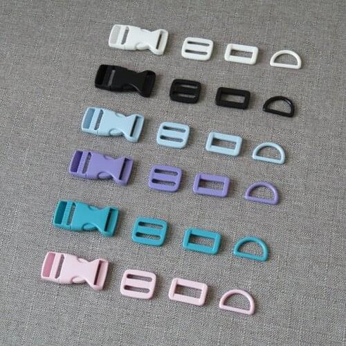 100sets/lot 20mm 25mm webbing plastic breakaway buckle D ring belt buckle adjuster for bag pet dog collar sewing DIY accessories