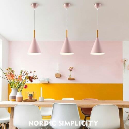 Pendant Lights Morden Home Decor E27 Lamp Holder High Quality Wood Aluminum