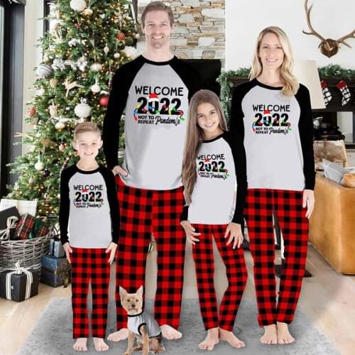 Christmas Matching Family Outfits 2021 Baby Mother Daughter Clothes Winter Autumn Letter Pattern Family Jumpsuit Pajamas