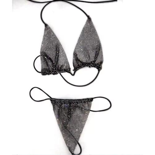 Sexy Glitter Women Sequin Rhinestone Crystal Diamond Bikini Set Push Up Triangle Halter Swimsuit Swimwear Summer Bikini Mujer