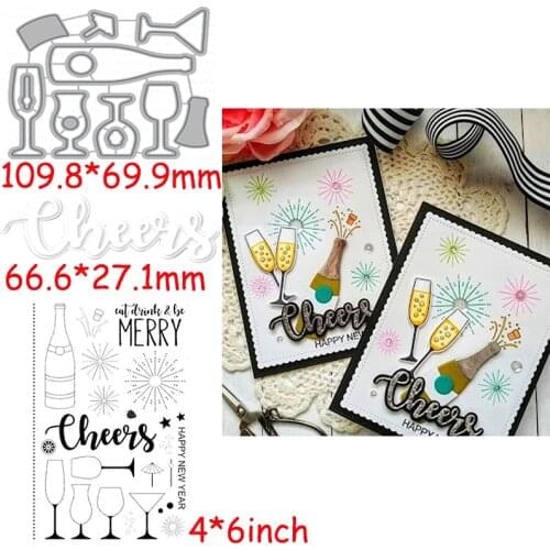 Eat Drink&Be Merry Die Cut+Clear Stamp Cheers&Phrases Die Cuts And Stamps For Card Making 2020