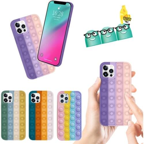 New Pop It Phone Case Fidget Toys for IPhone 12 11 Pro XR XS Max Huawei P40 Relief Stress Anxiety Silicone Cover Phone Case Toys