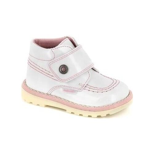 Boots type Kickers leather patent leather mottled white for girl of Pablosky