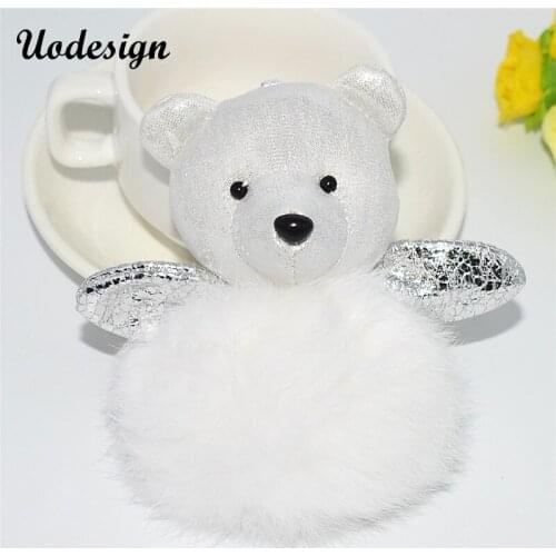 Uodesign Bear Design Rabbit fur ball keychain Car key ring Bag Pendant fur pom pom keychain Best Gift for Friend