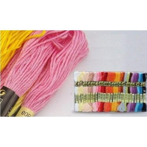 Total 50 Pieces Cross Stitch Thread Yarn Floss+10 Pieces of Needle Similar DMC