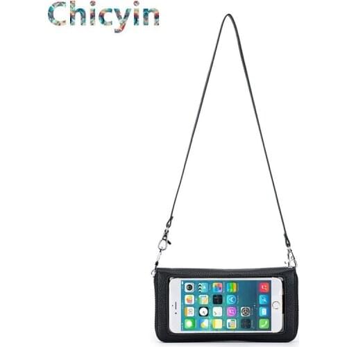 Womens Handbag Touch Screen Cross Leather Bags Small Mobile Phone Bag Mini Genuine Leather Brand Rhombus Shoulder Bag