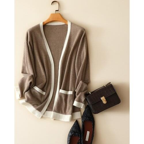 100% Cashmere Cardigan Women +vest Open Stitch Office Lady V-Neck Warm Sweters for Women Fall 2020 Women Clothing