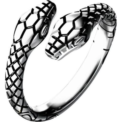 Creative Double Headed Snake Retro Ring Silver Color Open Index Finger Ring Elegant Women Jewelry Accessories