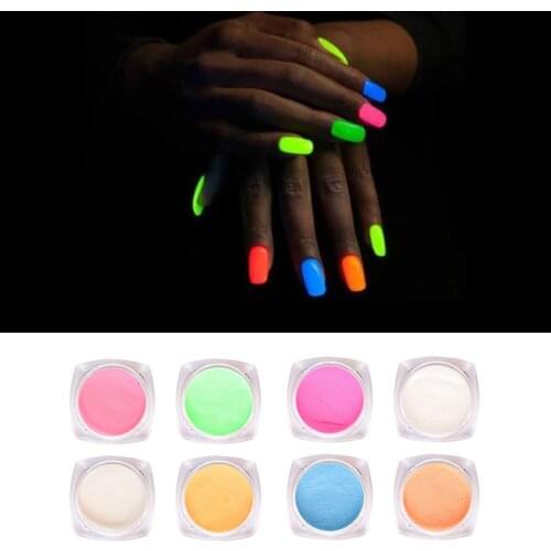 12 Color Nail Art Luminous Glitter Powder Set Fluorescent UV Neon Light Color Changing Luminous Powder Pigment Nail Art Supplies