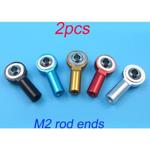 2Pcs M2 Rod Ends 2mm Linkage Aluminum Ball Joint Link Rod Metal Connectors Dogbone For RC Car Models Crawler/Boat/Airplane