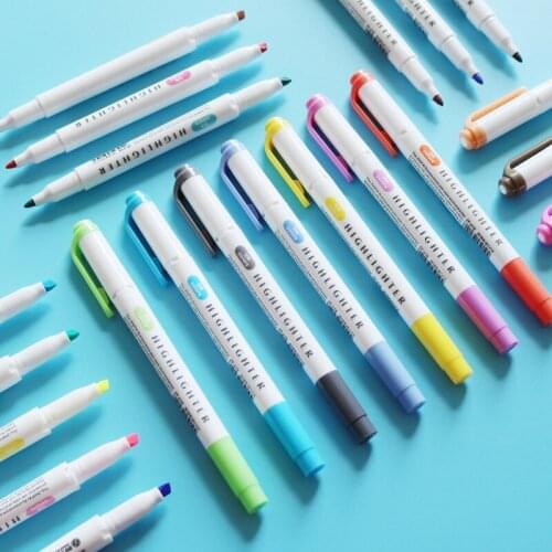 25 Colors New Highlighter Pen Fluorescent Markers Double Headed Highlighters Art Supply Stationery Supply