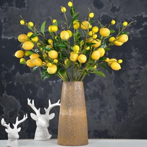 6PCS Simulation Lemon Branch Imitative Tree Accessories Hotel Decoration Ground Floriculture Green Vegetation Decoration