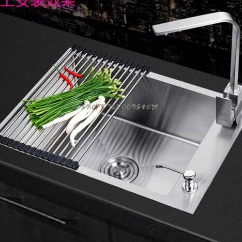 304 Stainless Steel Single-slot Bar Counter Small Single-slot Thickening Manual Sink Kitchen Sink Sink Set