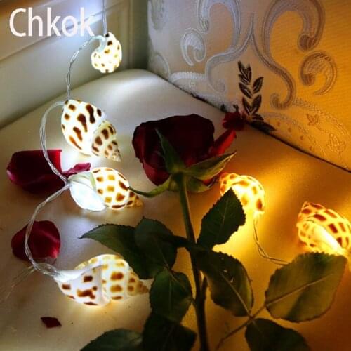 Chkok 10 Lights LED Conch Garland String Lights Christmas Fairy Tale String Lights Holiday Party INDOOR Decorative String Lights