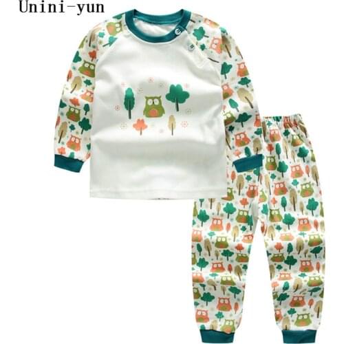 Childrens set 2017 new spring autumn boys Cotton tree OWL print brand long sleeve childrens Sets Winter Infant toddler suit
