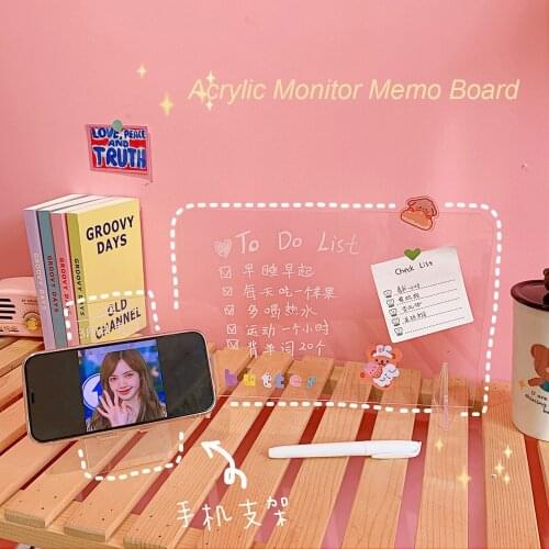 Transparent Acrylic Monitor Memo Board Mini Erasable Memo Tablet Daily Moments Memo Message Board School Stationery