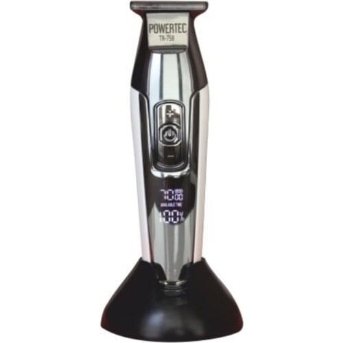 Powertec TR-758 Electric Professional Shaver Powerful Thin Steel Cutter Head LED Display Hair Clipper Cordless Barber Profession