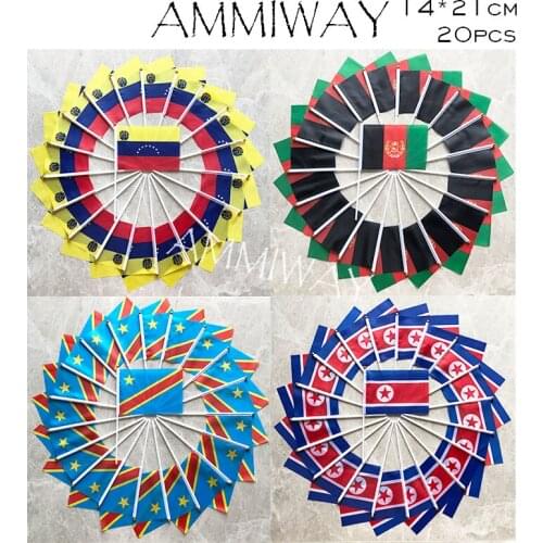 AMMIWAY 14x21cm 20pcs Venezuela Afghanistan DRC Democratic Republic of the Congo North Korea National World Country Flag