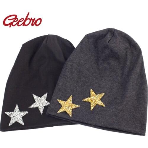 Geebro Womens Beanie Hat New Spring Star Rhinestone Slouchy Beanie Hat for Women Handmade Skullies&Beanies gorro invierno mujer
