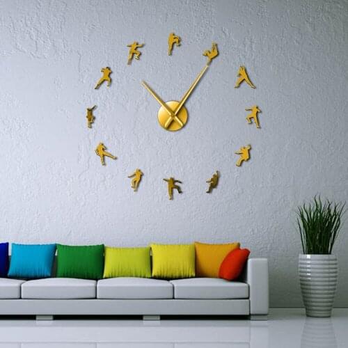 Extreme Sports Bouldering Frameless Giant Wall WatchRock Climbing Artwork Decorative Big Wall Clock Mountain Climber Timepieces