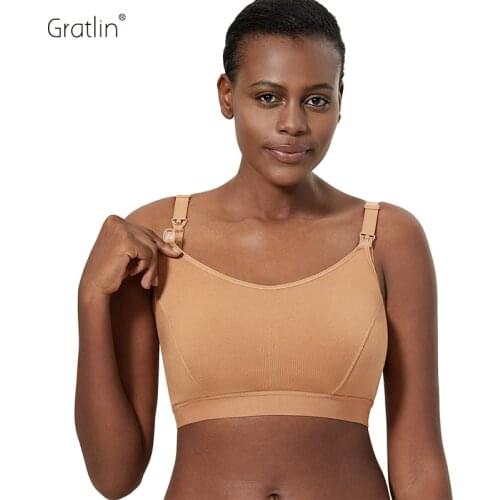 Gratlin Womens Plus Size Cotton Maternity Bralette Full Support Comfort Nursing Bra